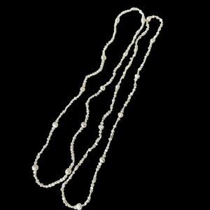 2 28in White Ivory  Freshwater Pearl Beaded Necklace Unique Statement